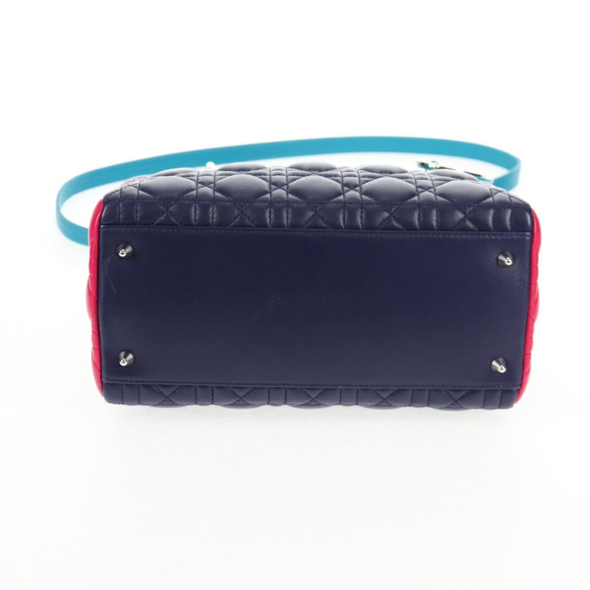 Christian Dior Canage Hand Bag Leather 2way Multicolor Silver Auth 140132M