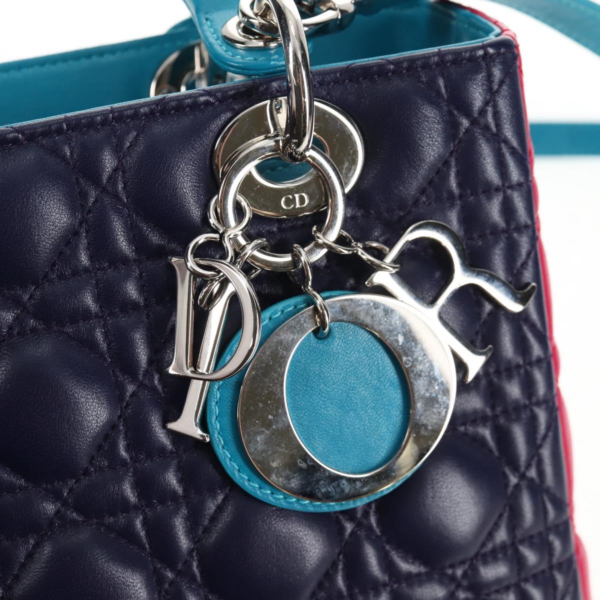 Christian Dior Canage Hand Bag Leather 2way Multicolor Silver Auth 140132M