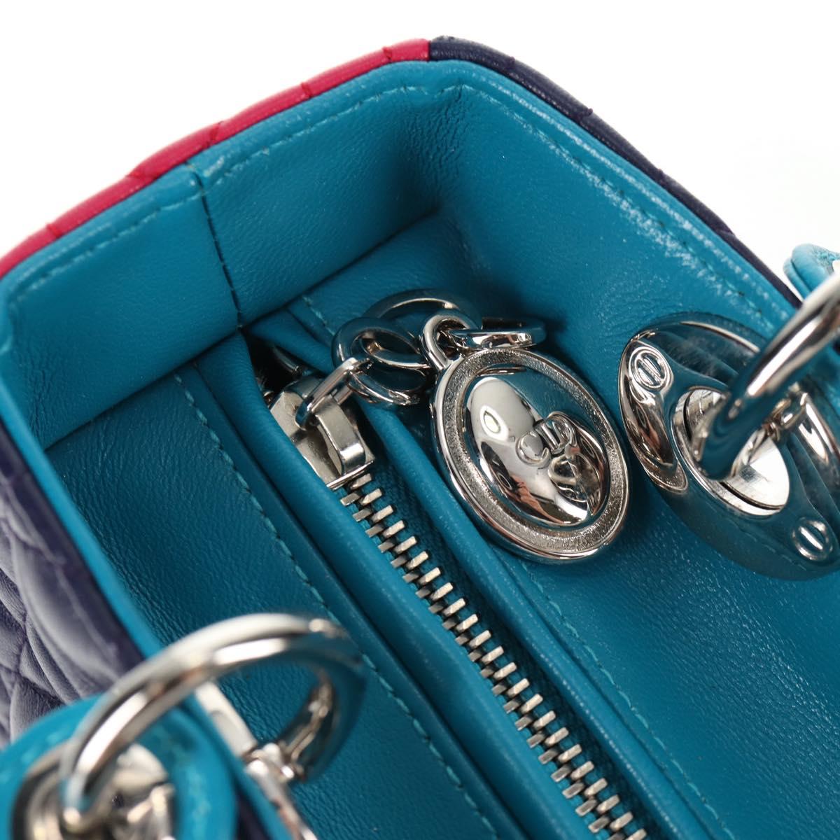 Christian Dior Canage Hand Bag Leather 2way Multicolor Silver Auth 140132M