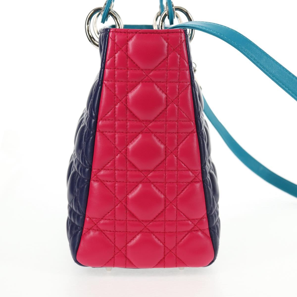 Christian Dior Canage Hand Bag Leather 2way Multicolor Silver Auth 140132M