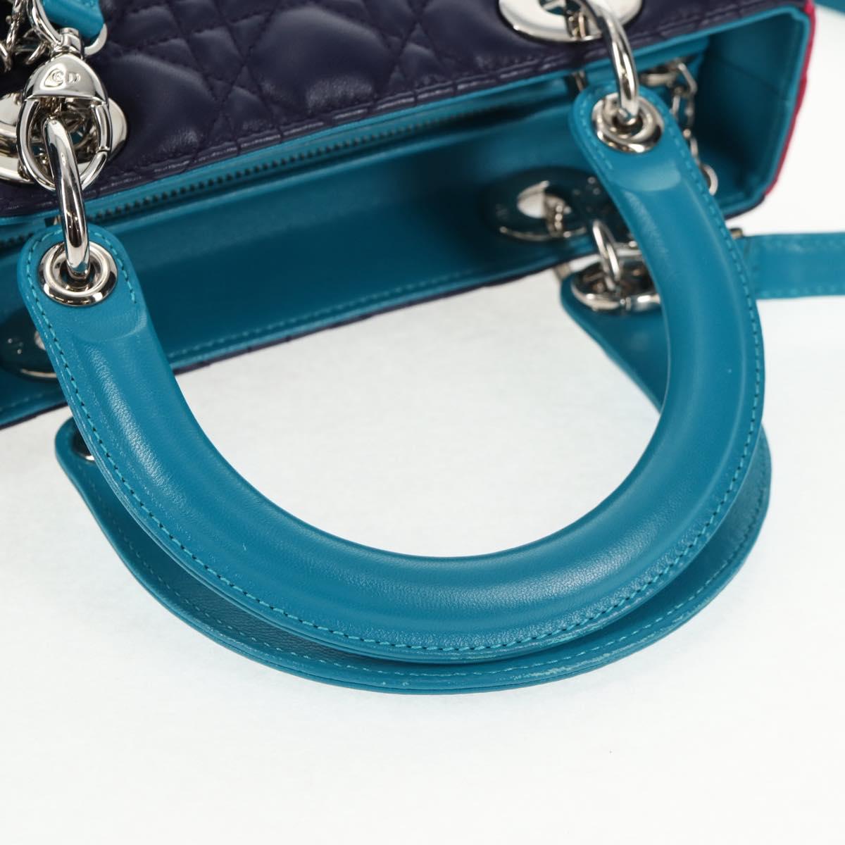 Christian Dior Canage Hand Bag Leather 2way Multicolor Silver Auth 140132SAM