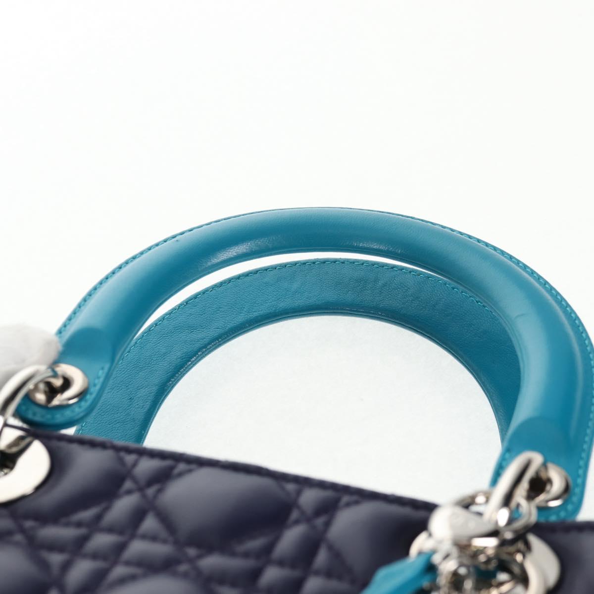 Christian Dior Canage Hand Bag Leather 2way Multicolor Silver Auth 140132SAM