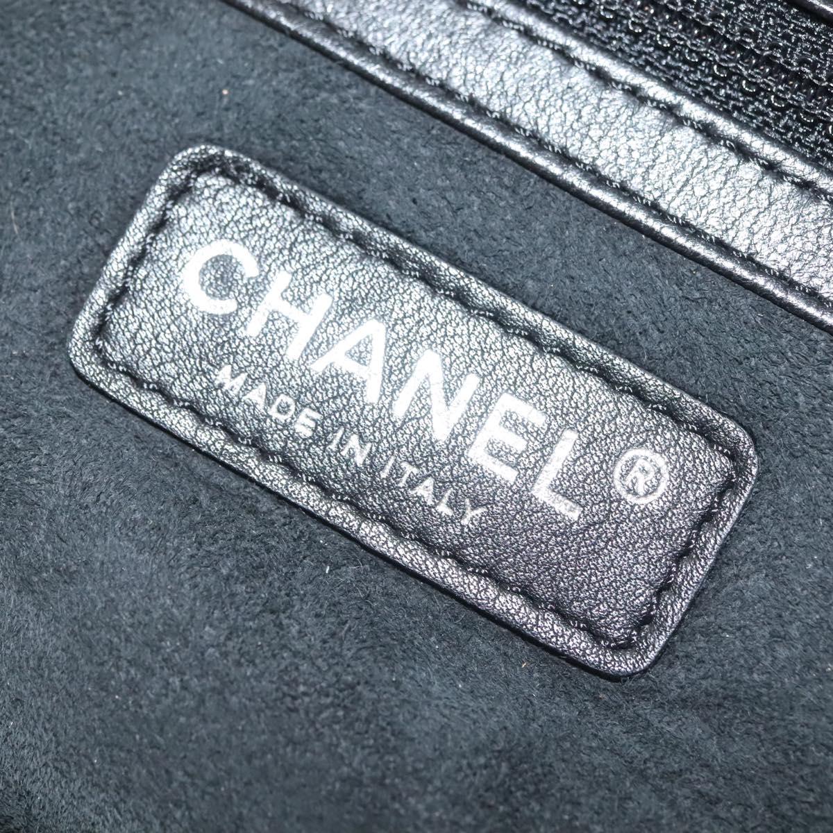 CHANEL Chain Choco Bar Shoulder Bag Mouton Black Silver CC Auth 140140