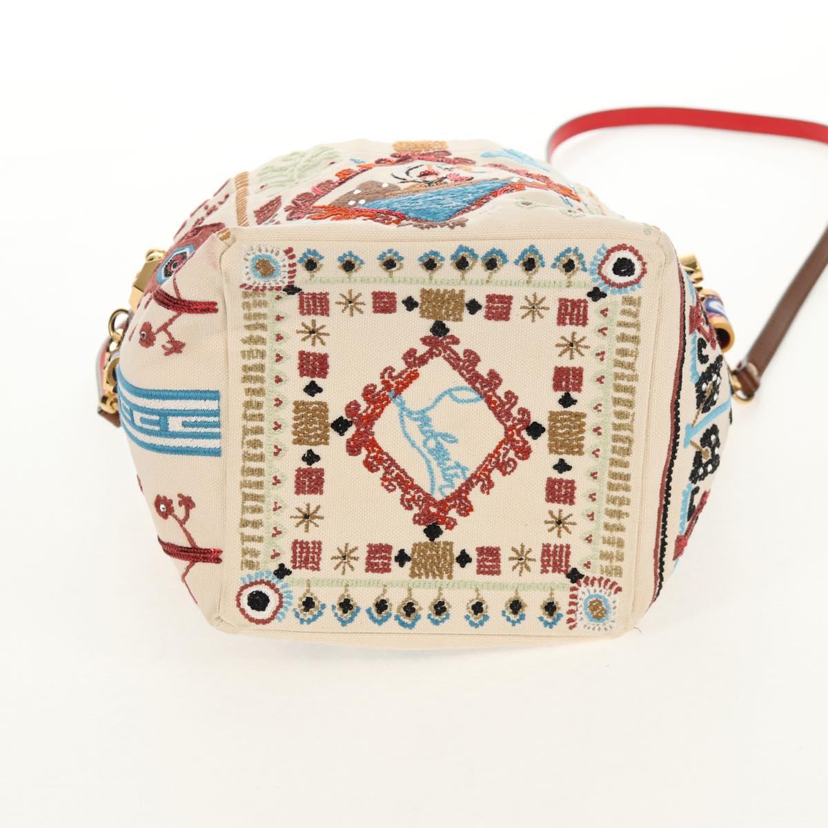 Christian Louboutin Shoulder Bag Canvas 2way Beige Gold Auth 140158V