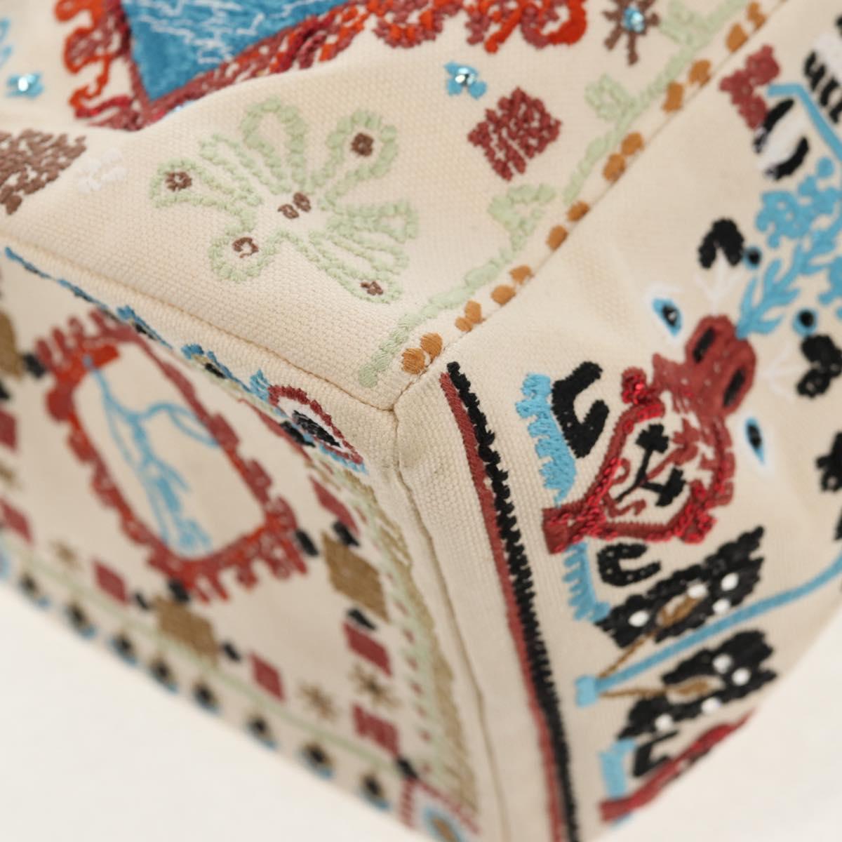 Christian Louboutin Shoulder Bag Canvas 2way Beige Gold Auth 140158V