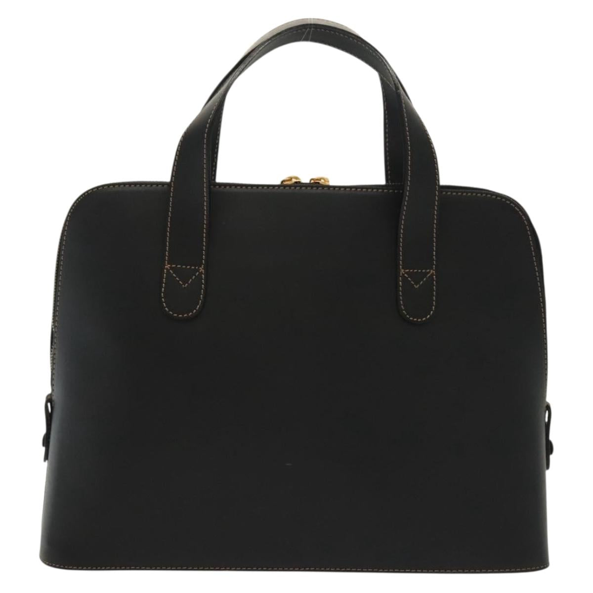 Burberrys Nova Check Hand Bag PVC Leather Black Beige Auth 140160