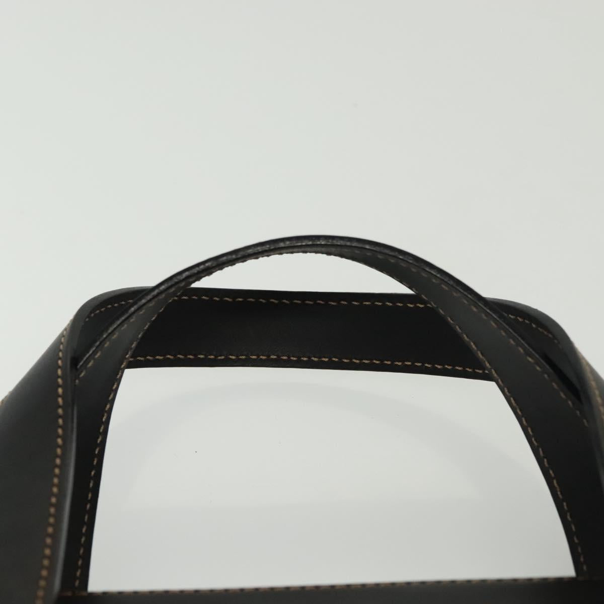 Burberrys Nova Check Hand Bag PVC Leather Black Beige Auth 140160
