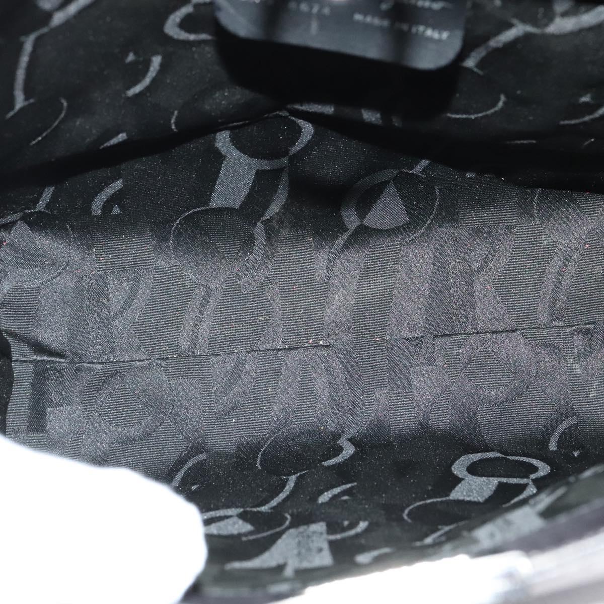 Salvatore Ferragamo Gancini Backpack Leather 2way Gray Silver Auth 140161