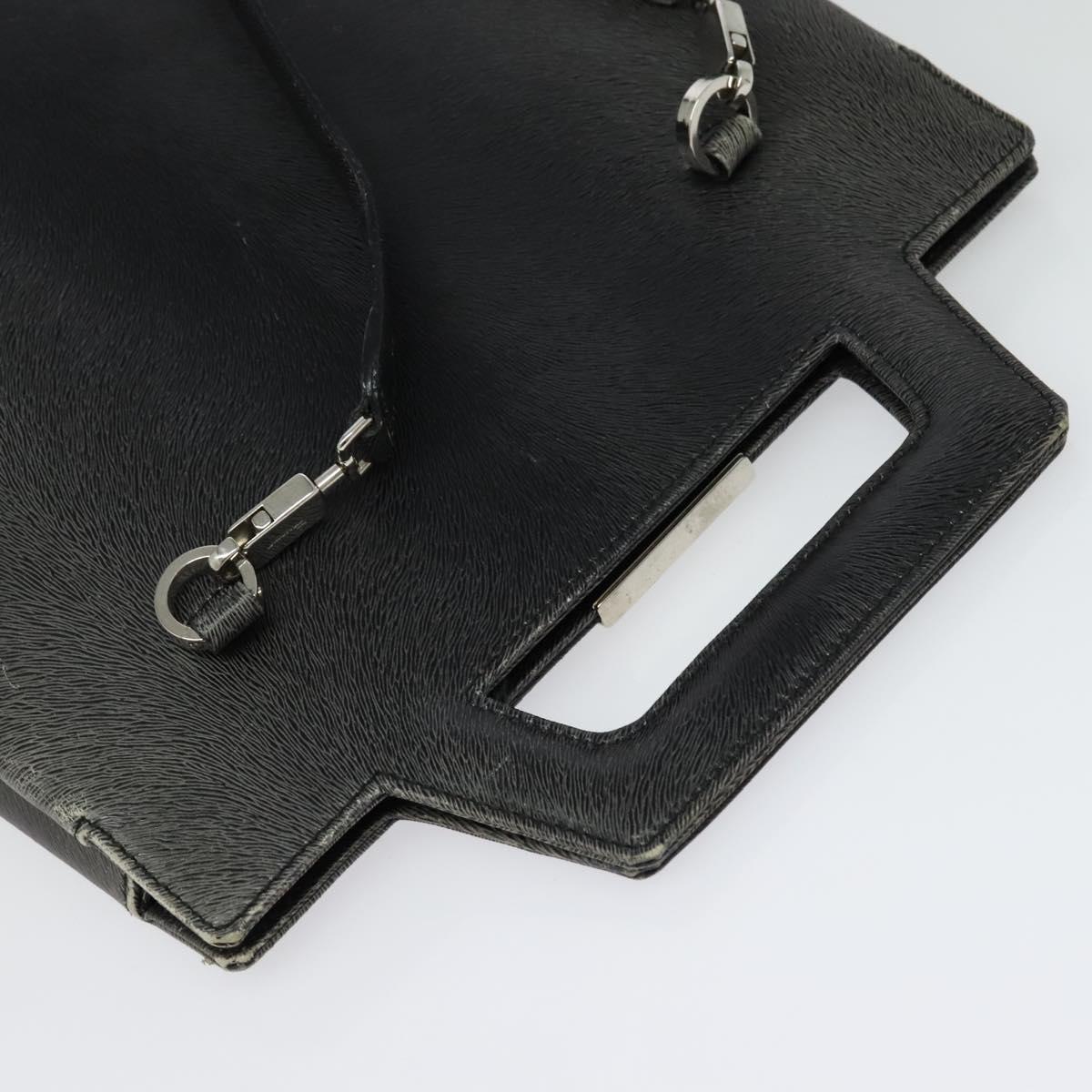 Salvatore Ferragamo Gancini Backpack Leather 2way Gray Silver Auth 140161