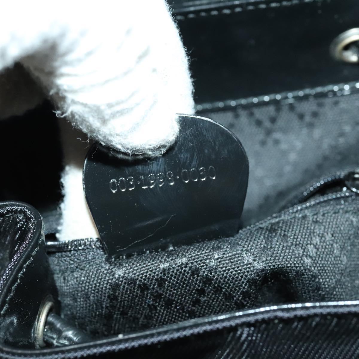 GUCCI Bamboo Backpack Canvas Black Silver 003 1998 0030 Auth 140163