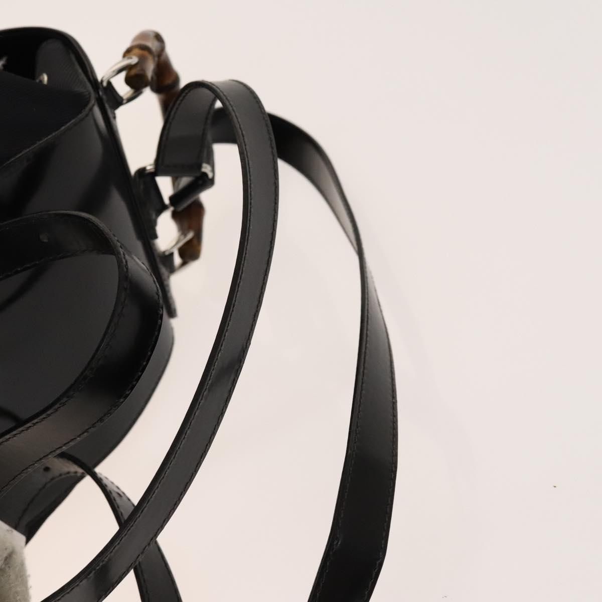 GUCCI Bamboo Backpack Canvas Black Silver 003 1998 0030 Auth 140163