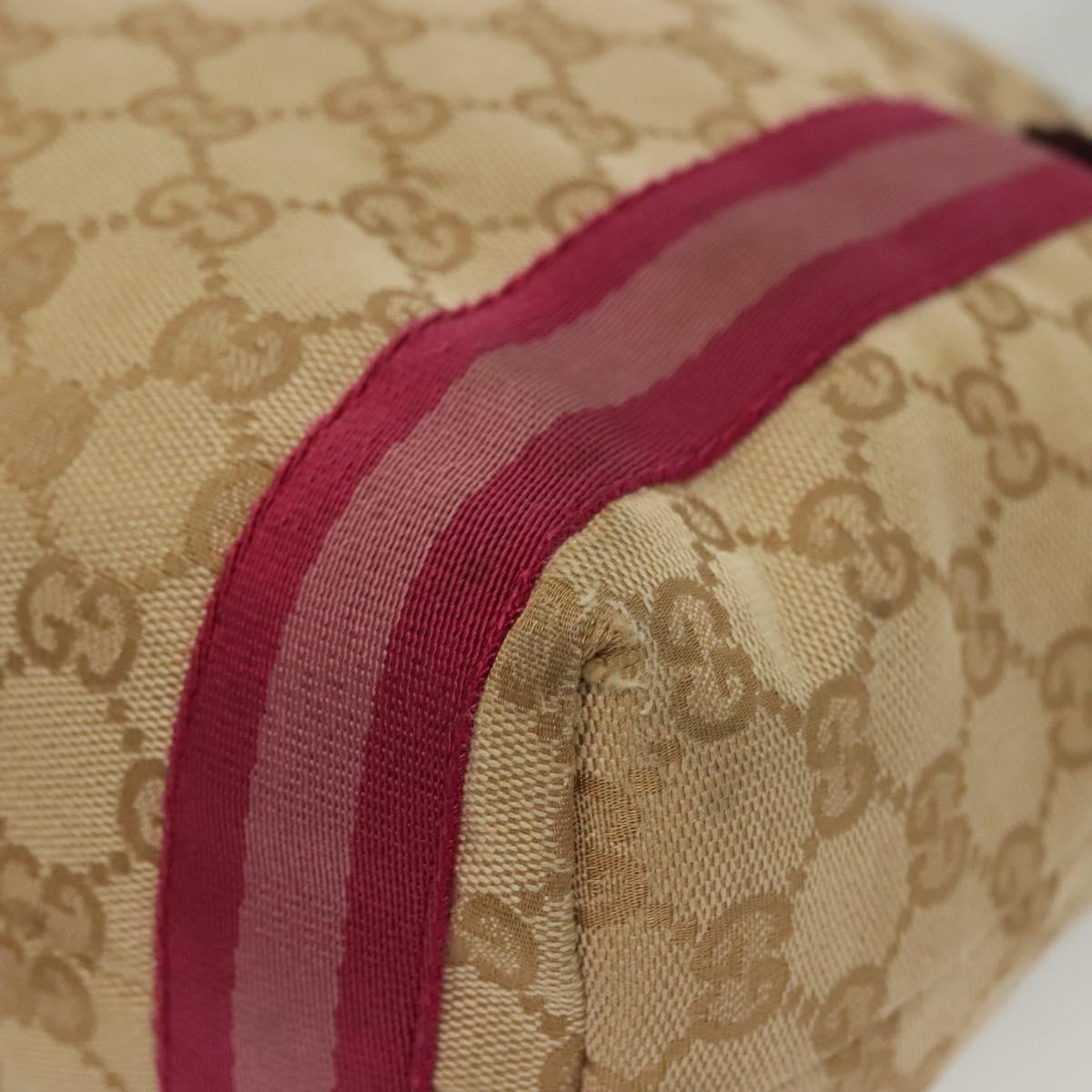 GUCCI GG Canvas Sherry Line Tote Bag Beige Gold Auth 140181