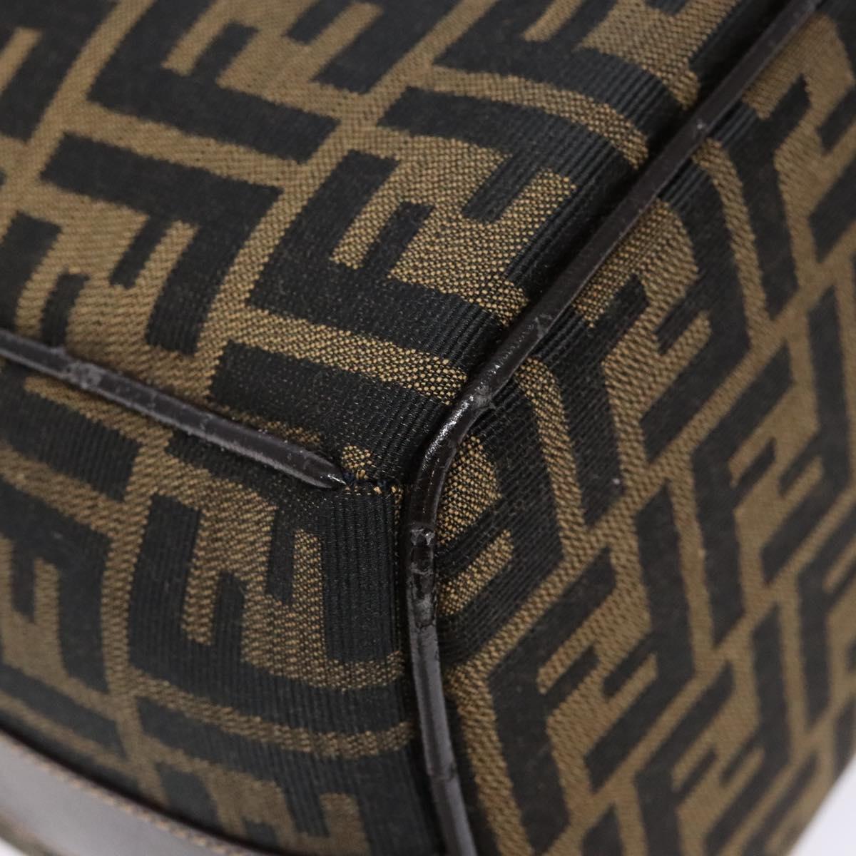 FENDI Zucca Canvas Vanity Pouch Black Brown Auth 140184
