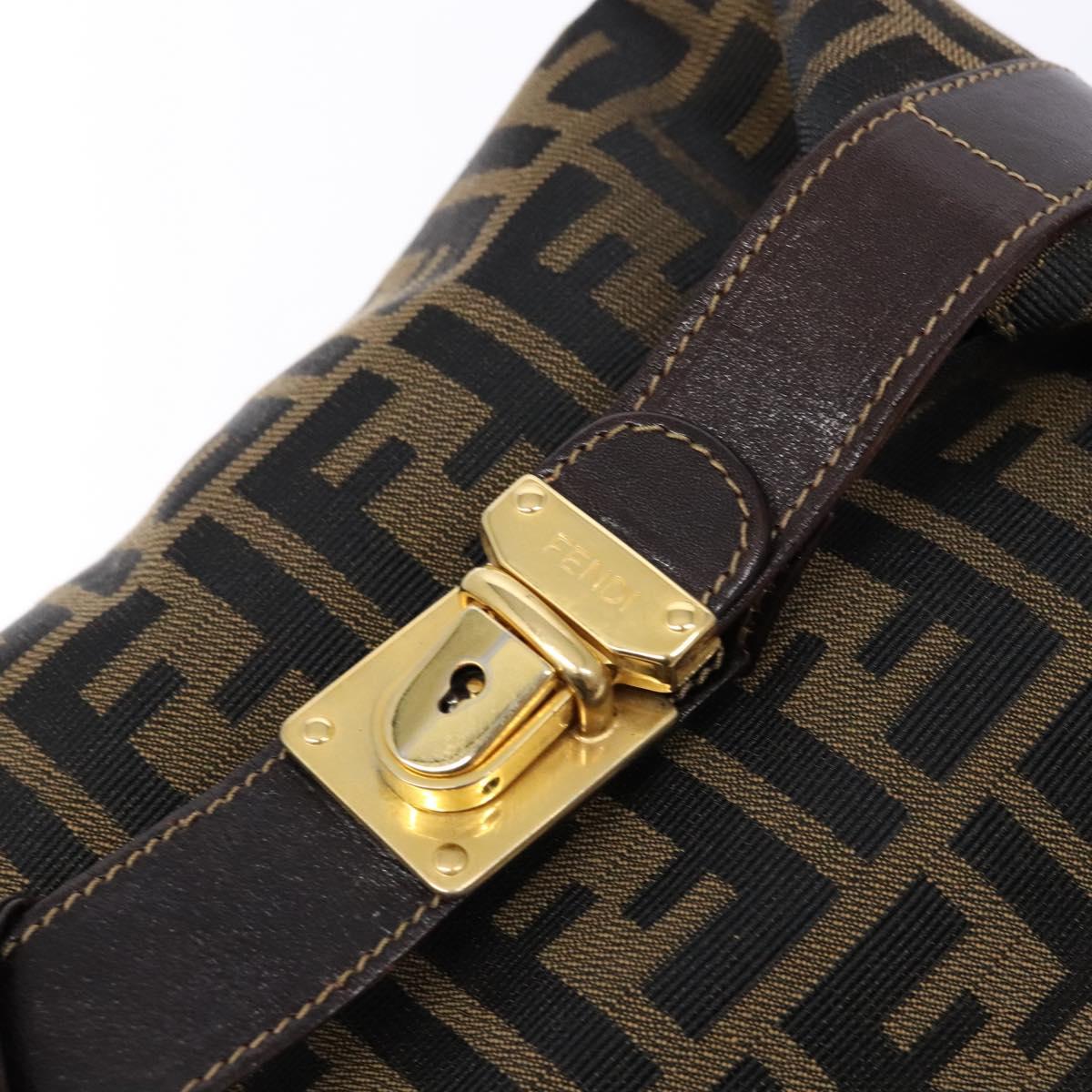 FENDI Zucca Canvas Vanity Pouch Black Brown Auth 140184