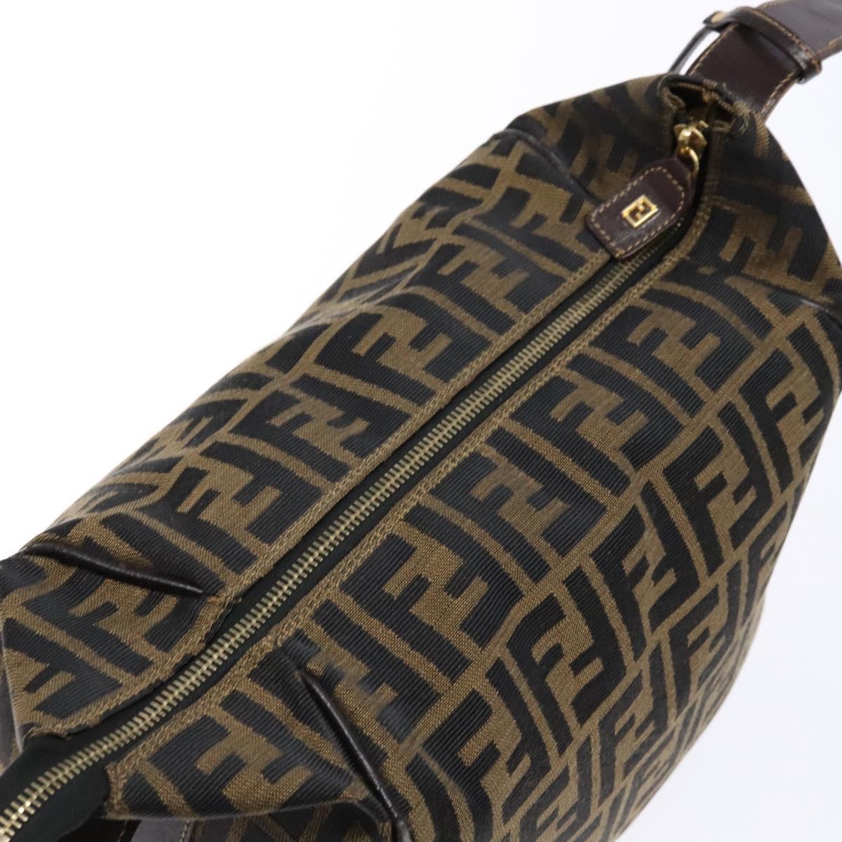 FENDI Zucca Canvas Vanity Pouch Black Brown Auth 140184