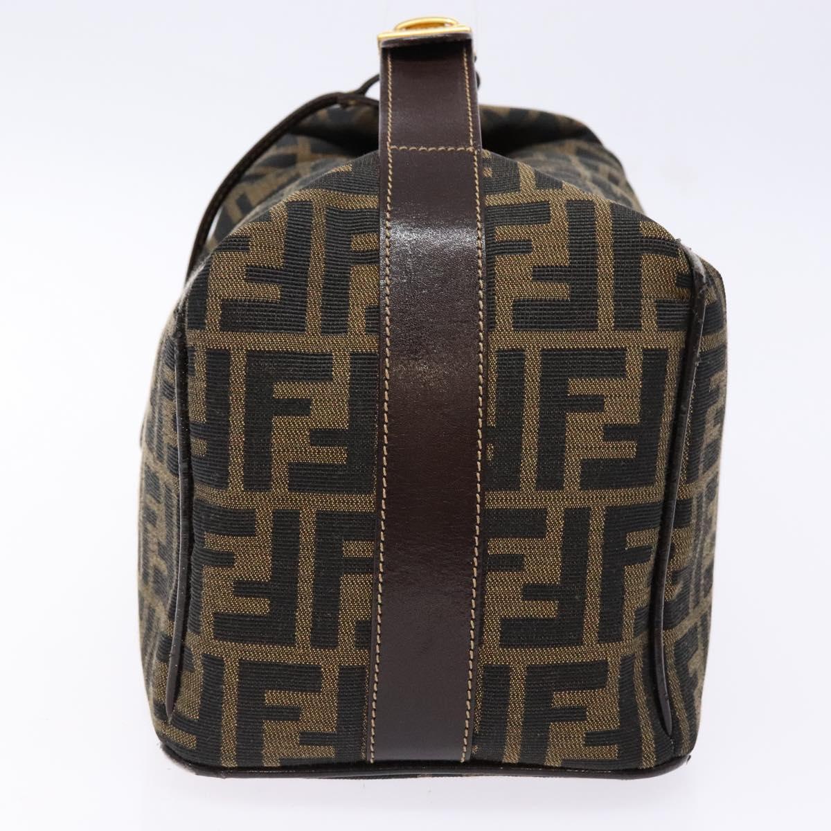 FENDI Zucca Canvas Vanity Pouch Black Brown Auth 140184