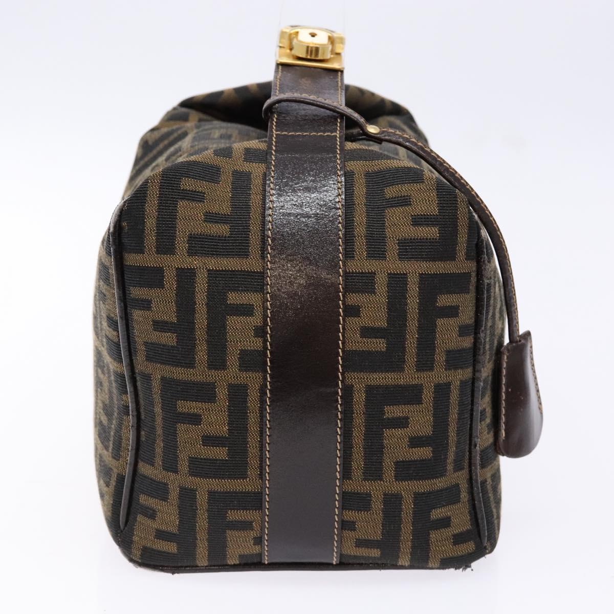 FENDI Zucca Canvas Vanity Pouch Black Brown Auth 140184