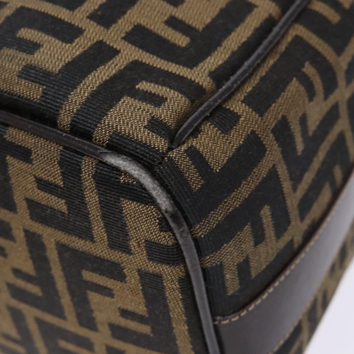 FENDI Zucca Canvas Vanity Pouch Black Brown Auth 140184