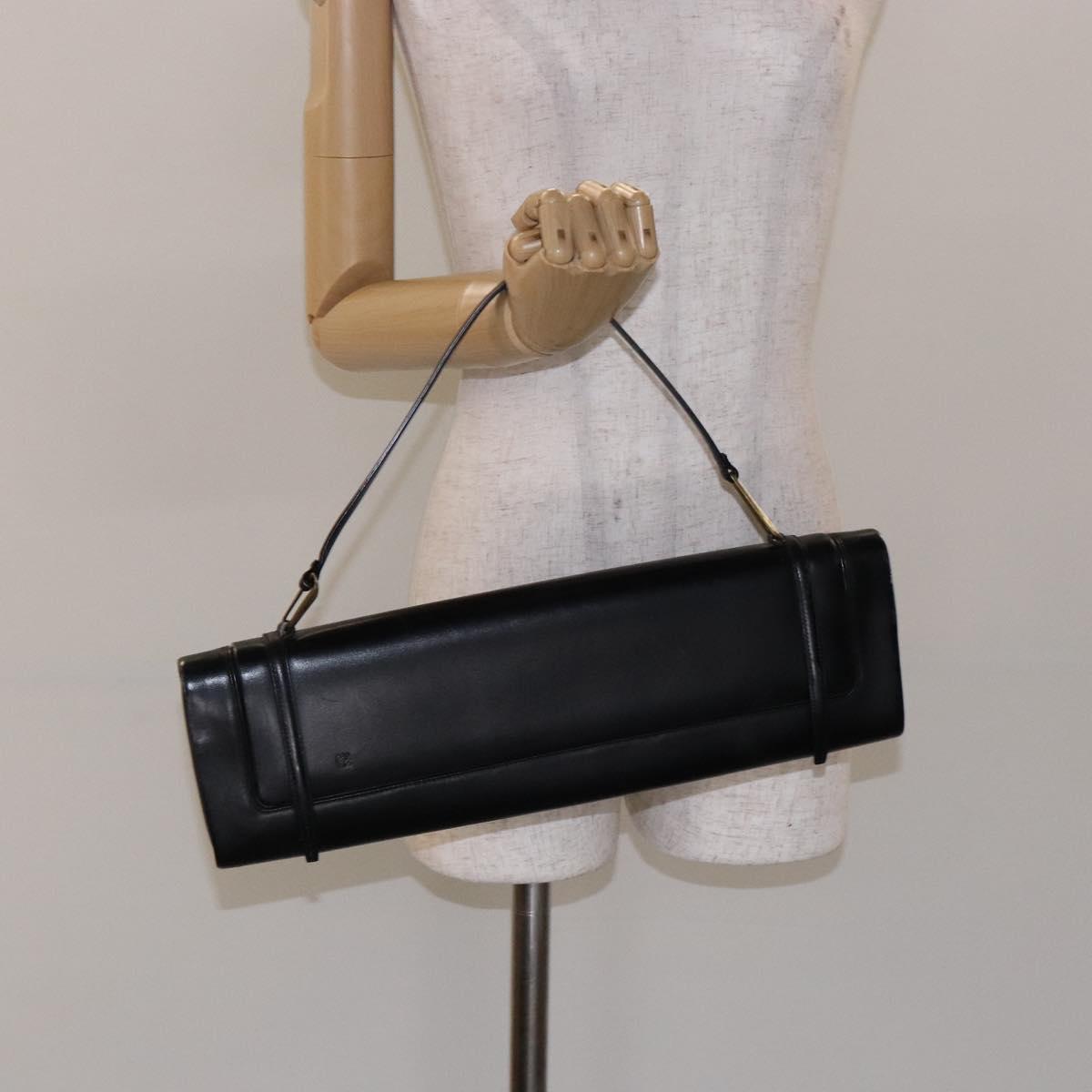 LOEWE Shoulder Bag Leather Black Auth 140187