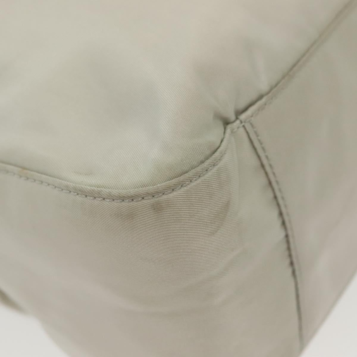 PRADA Shoulder Bag Nylon Ivory Silver Auth 140192