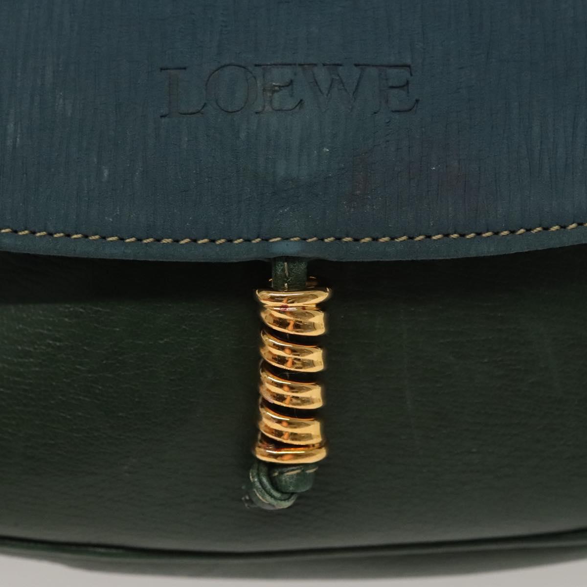 LOEWE Velazquez Hand Bag Leather Green Gold Auth 140193