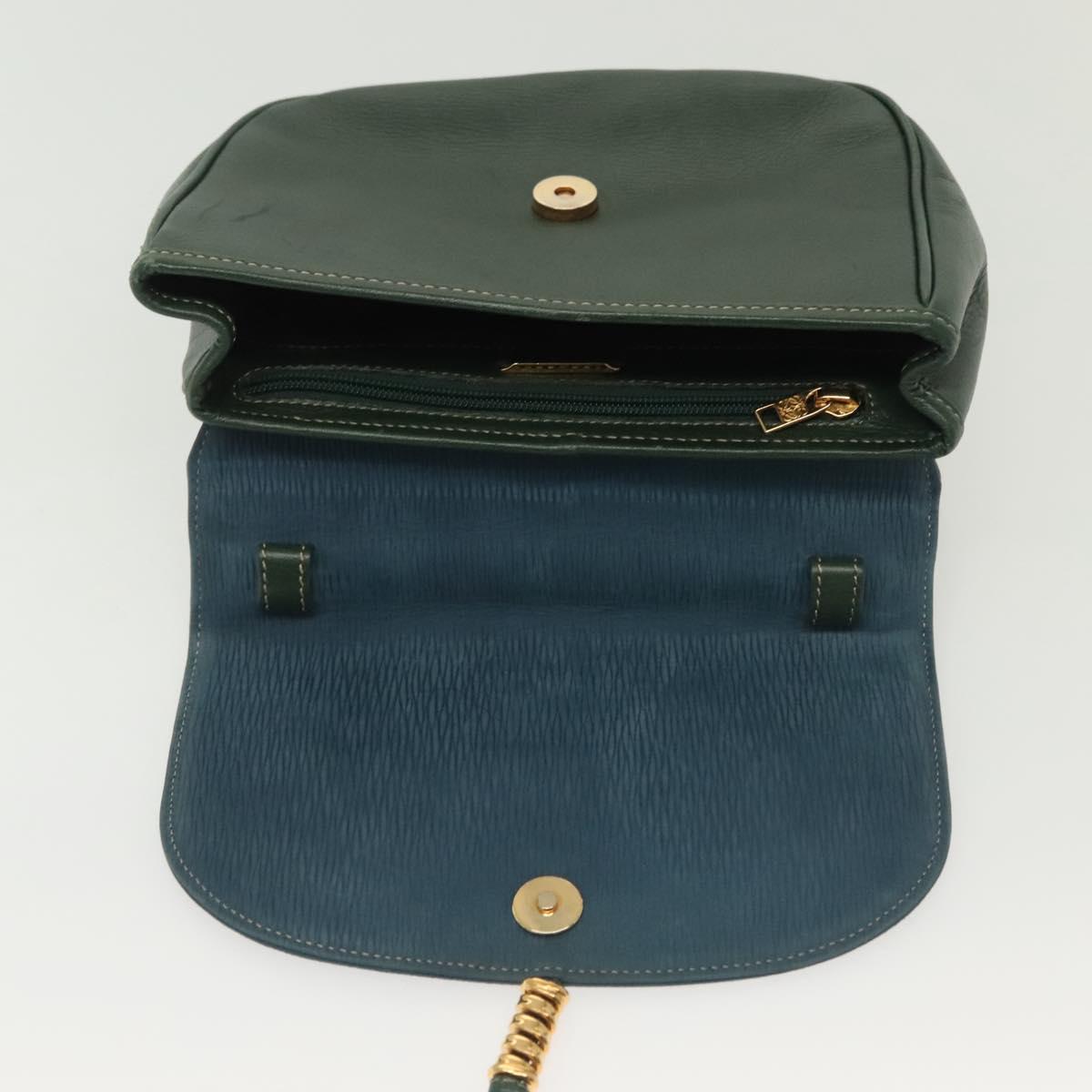 LOEWE Velazquez Hand Bag Leather Green Gold Auth 140193