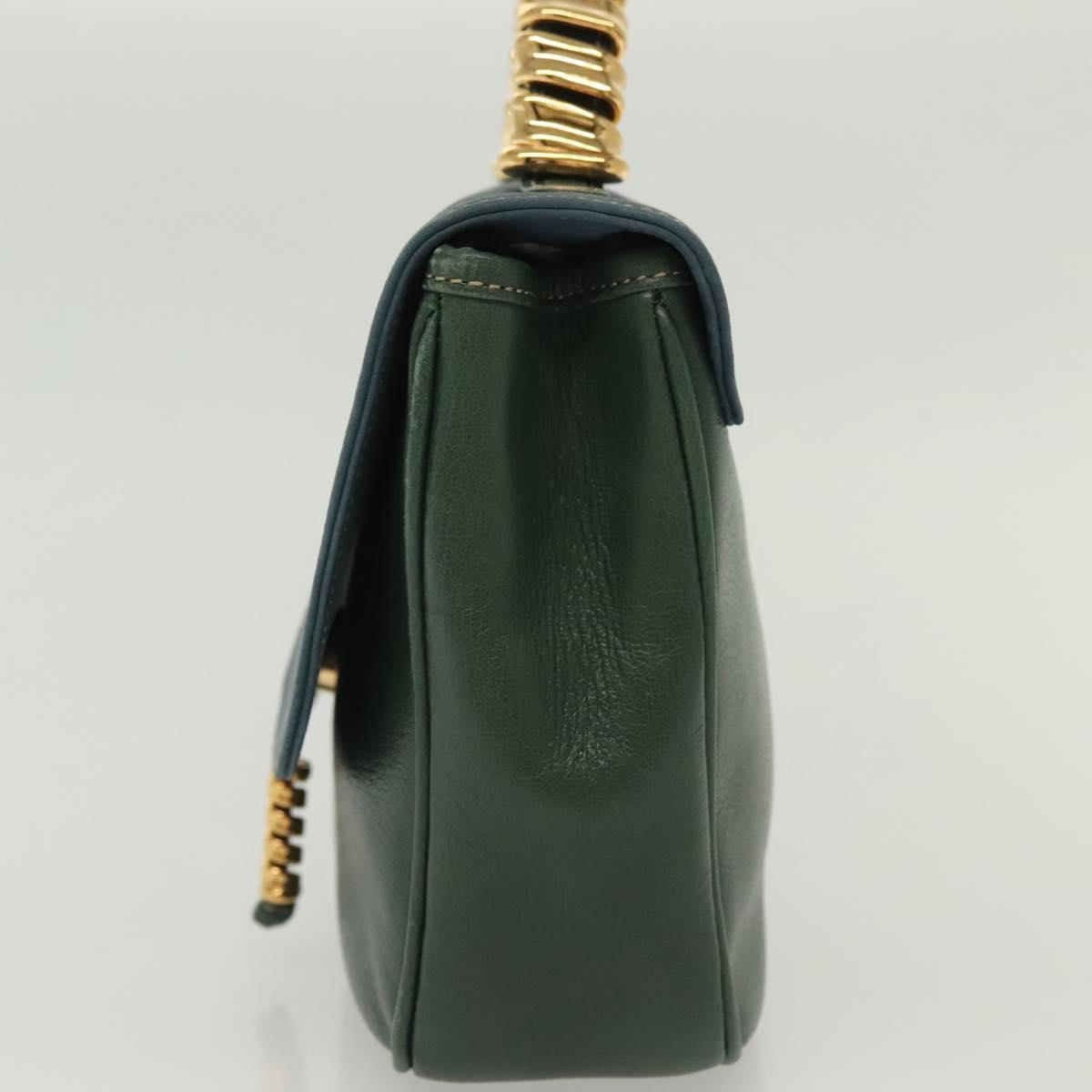 LOEWE Velazquez Hand Bag Leather Green Gold Auth 140193
