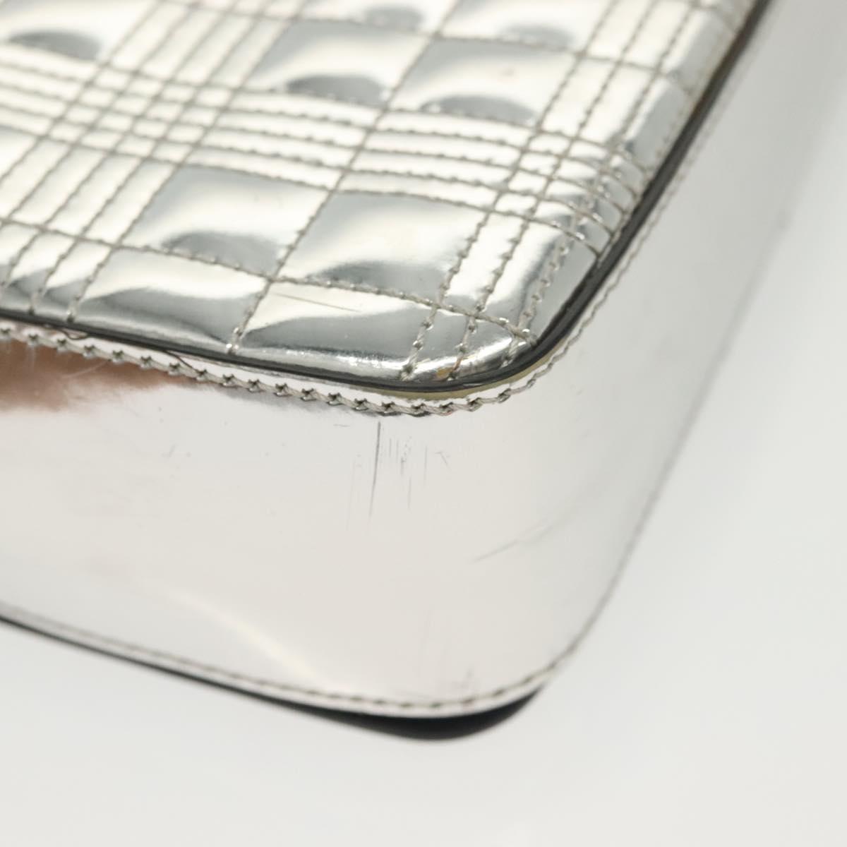 BURBERRY Chain Shoulder Bag Enamel Silver Auth 140195