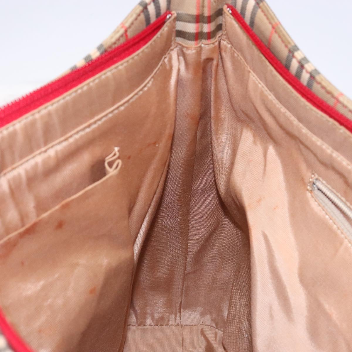 BURBERRY Nova Check Tote Bag Canvas Beige Gold Auth 140196