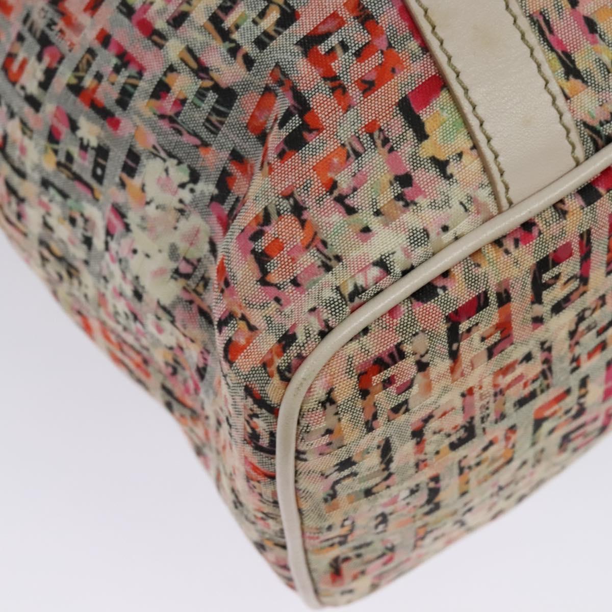FENDI Zucchino Canvas Tote Bag 2way Multicolor Gold Auth 140197