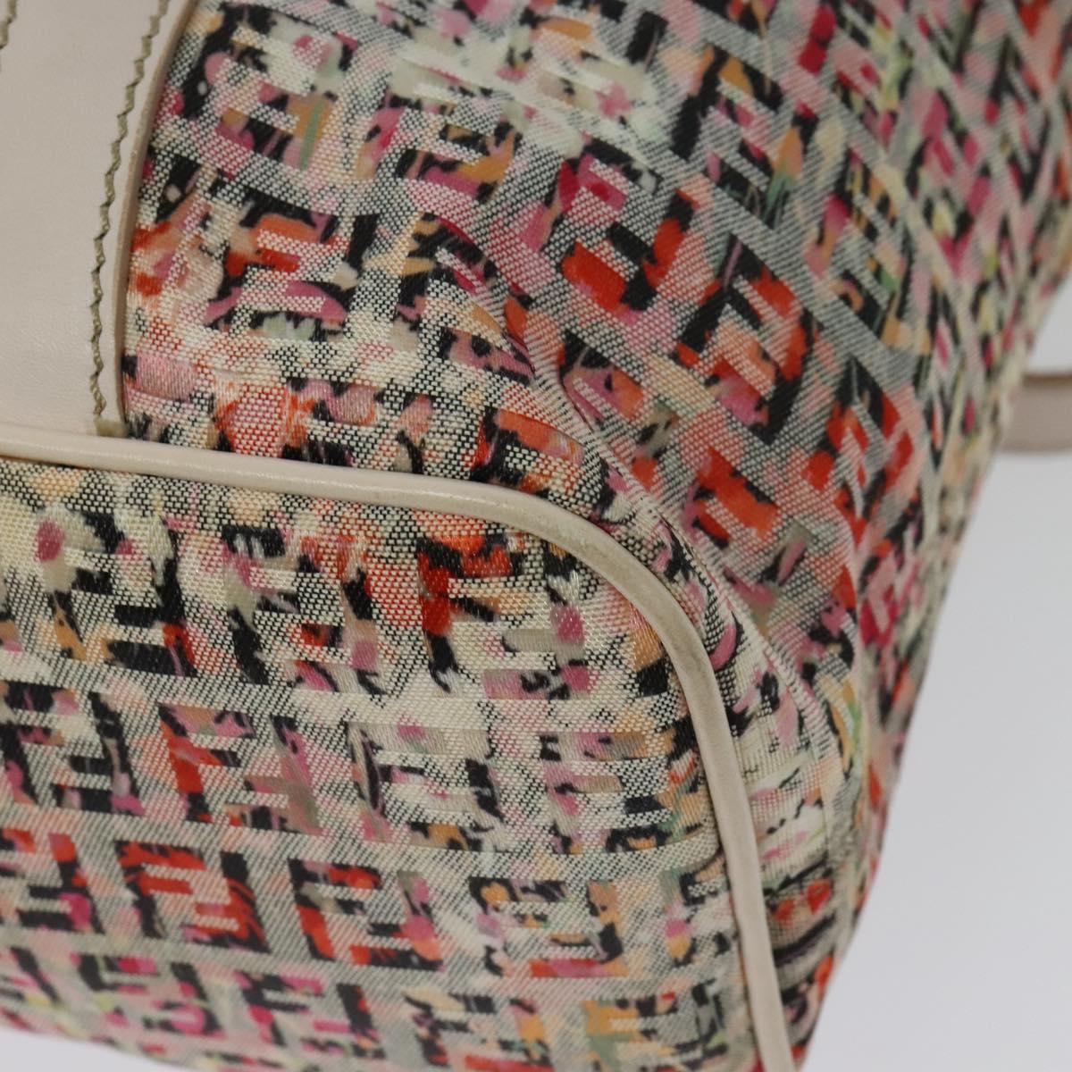 FENDI Zucchino Canvas Tote Bag 2way Multicolor Gold Auth 140197