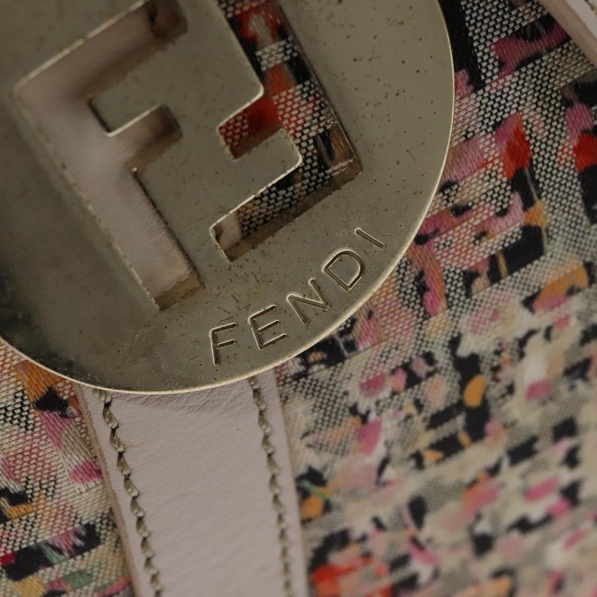 FENDI Zucchino Canvas Tote Bag 2way Multicolor Gold Auth 140197