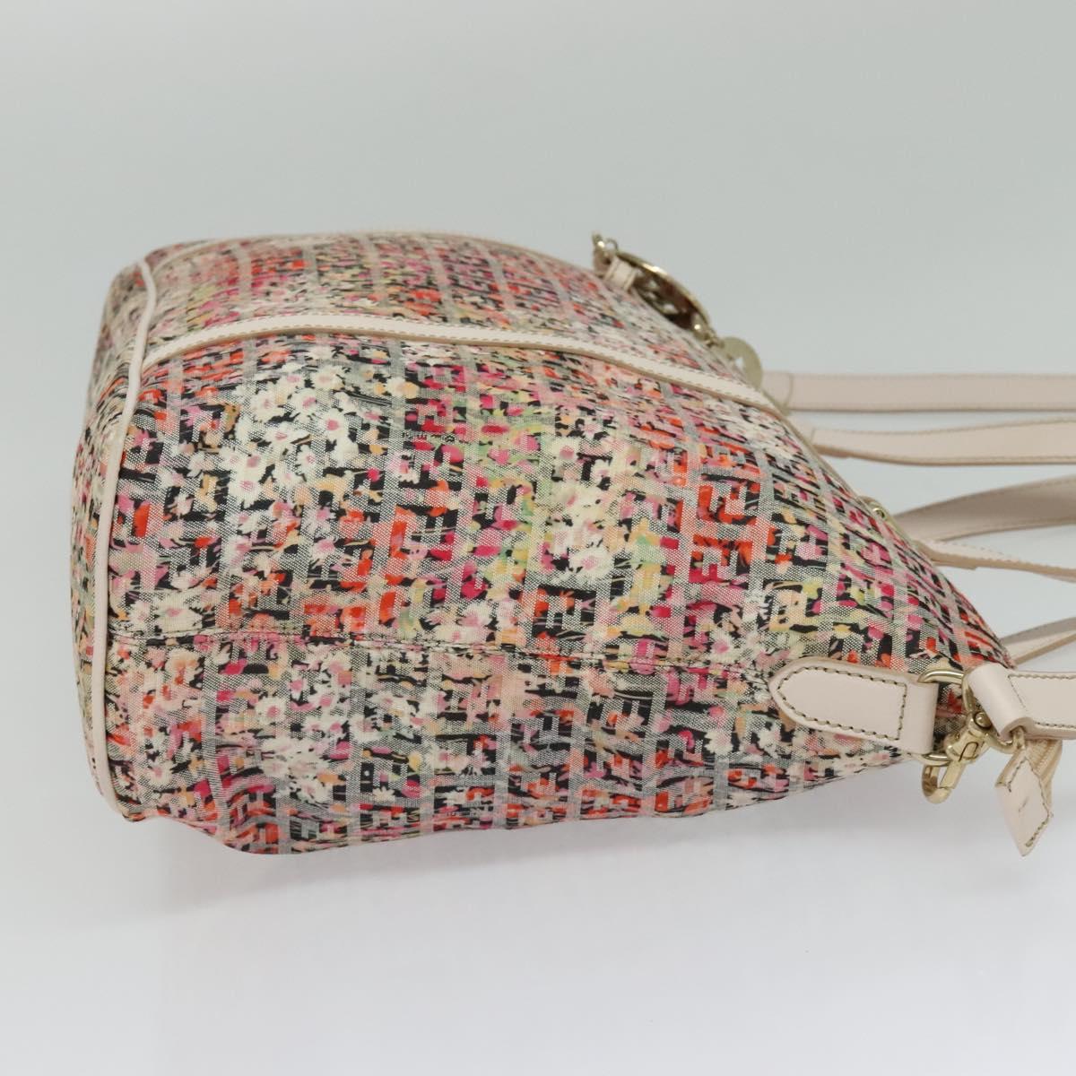 FENDI Zucchino Canvas Tote Bag 2way Multicolor Gold Auth 140197