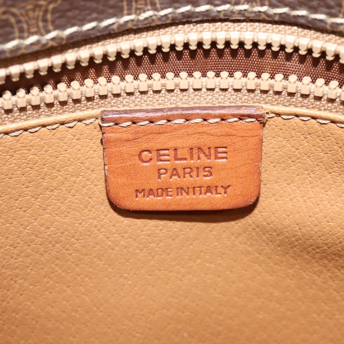 CELINE Macadam Canvas Shoulder Bag PVC Leather Brown Gold Auth 140198