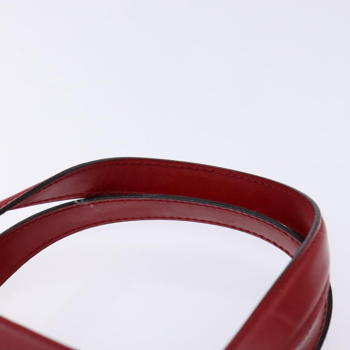 Salvatore Ferragamo Gancini Hand Bag Leather Red Silver Auth 140213