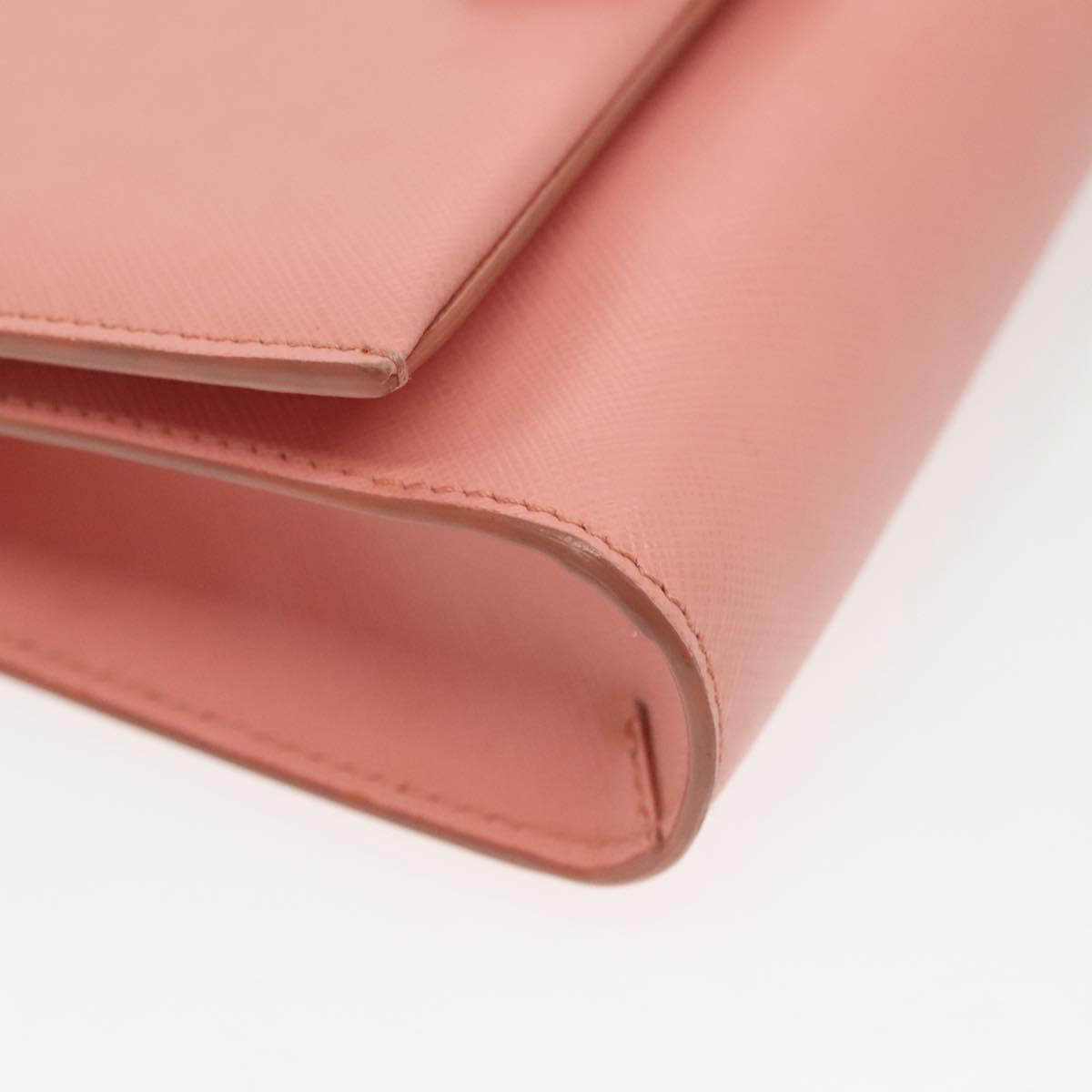 Salvatore Ferragamo Chain Vala Shoulder Bag Leather Pink Gold Auth 140214
