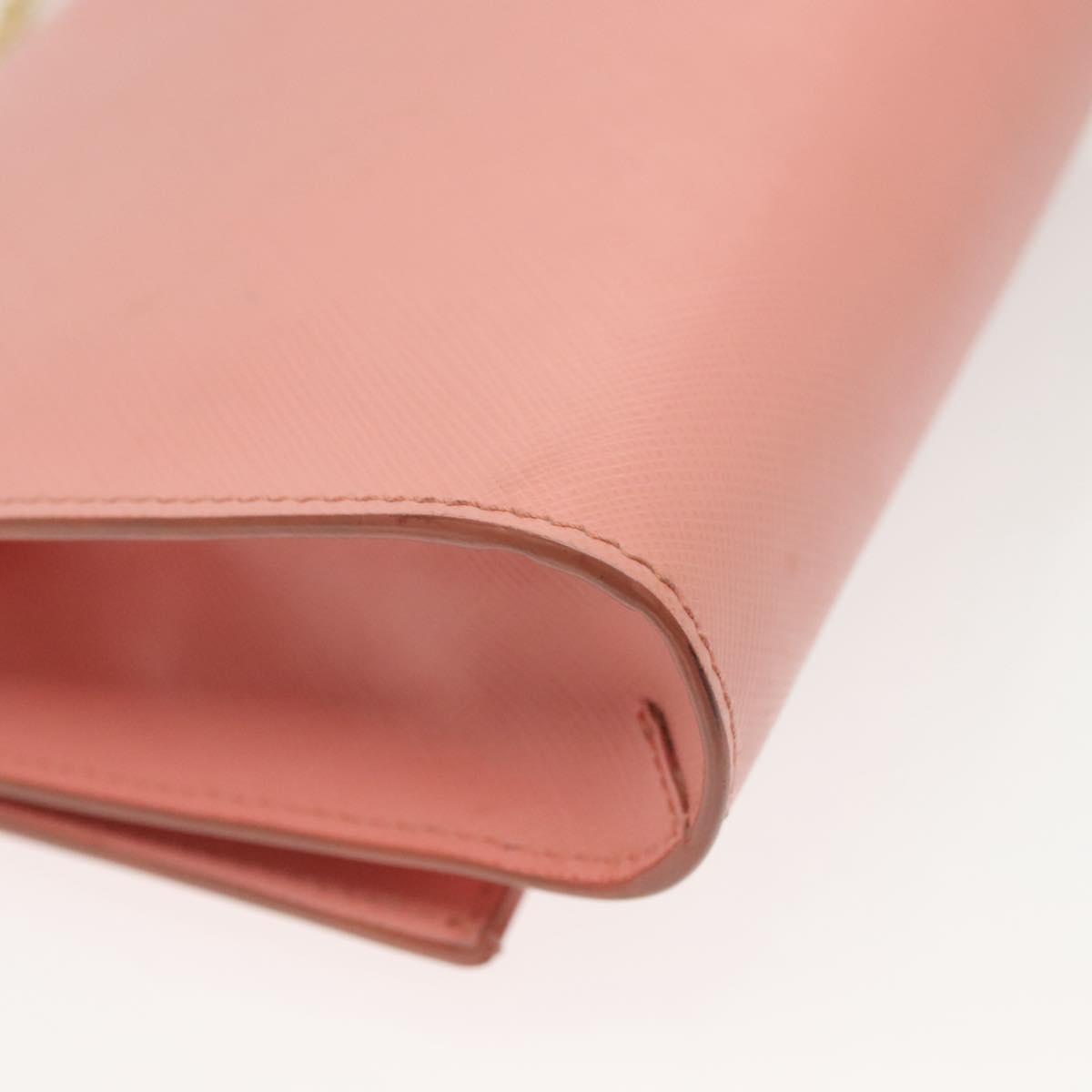 Salvatore Ferragamo Chain Vala Shoulder Bag Leather Pink Gold Auth 140214
