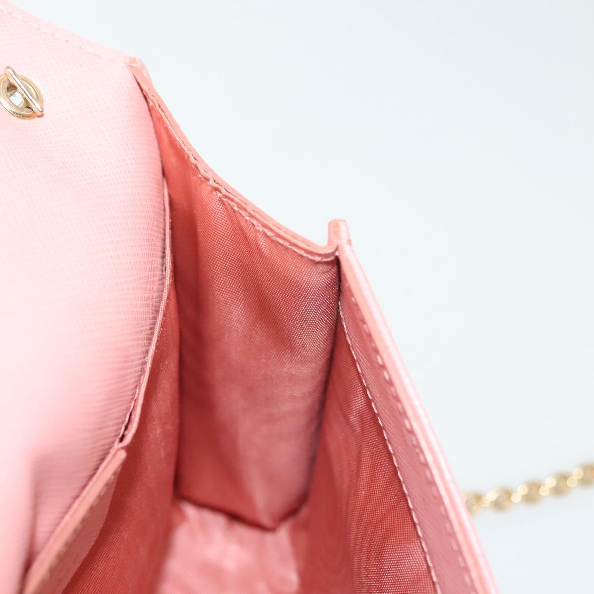 Salvatore Ferragamo Chain Vala Shoulder Bag Leather Pink Gold Auth 140214