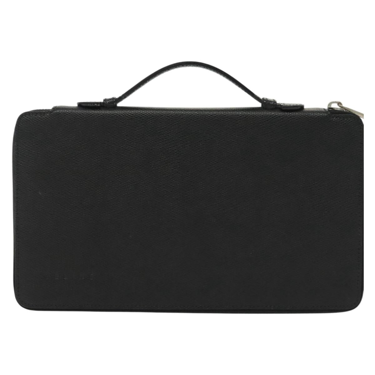 CELINE Travel Case Leather Black Silver Auth 140218