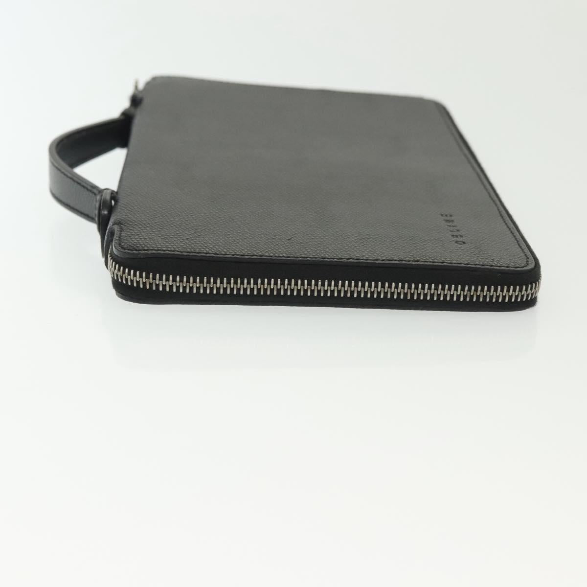 CELINE Travel Case Leather Black Silver Auth 140218
