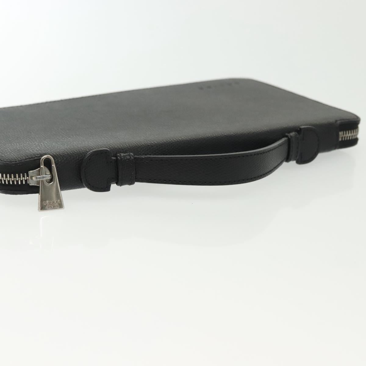 CELINE Travel Case Leather Black Silver Auth 140218