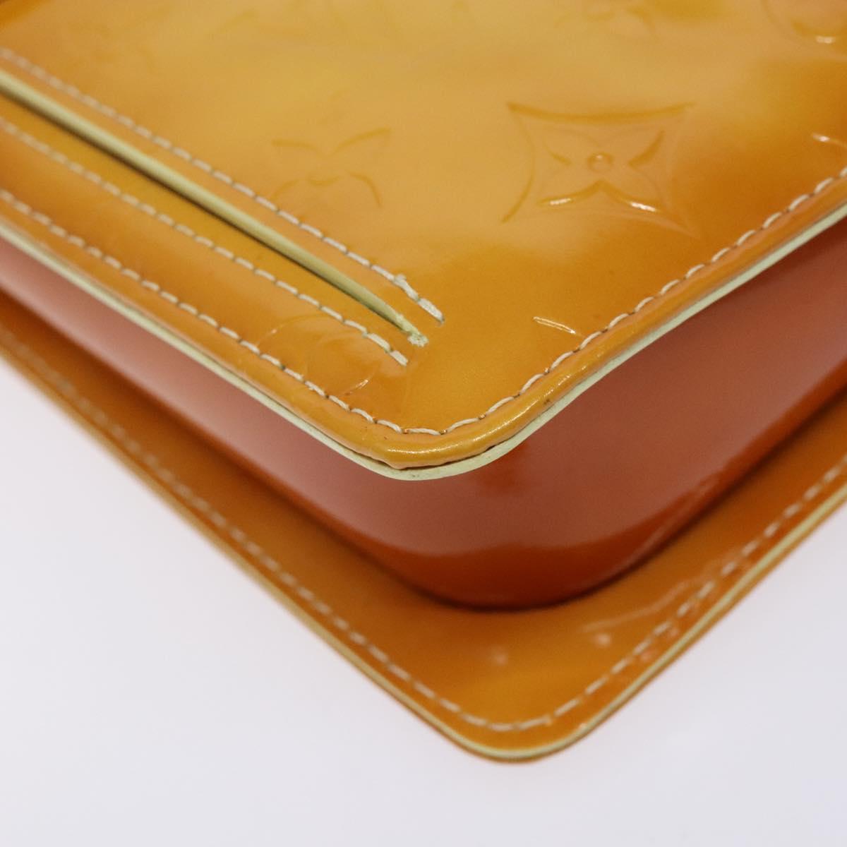 LOUIS VUITTON Monogram Vernis Motto Pouch Lime Yellow M91059 LV Auth 140221