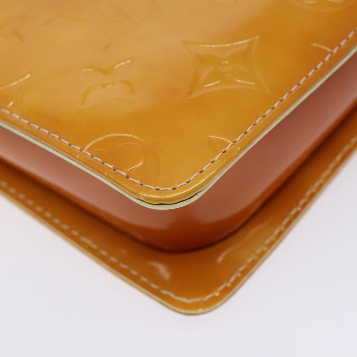 LOUIS VUITTON Monogram Vernis Motto Pouch Lime Yellow M91059 LV Auth 140221
