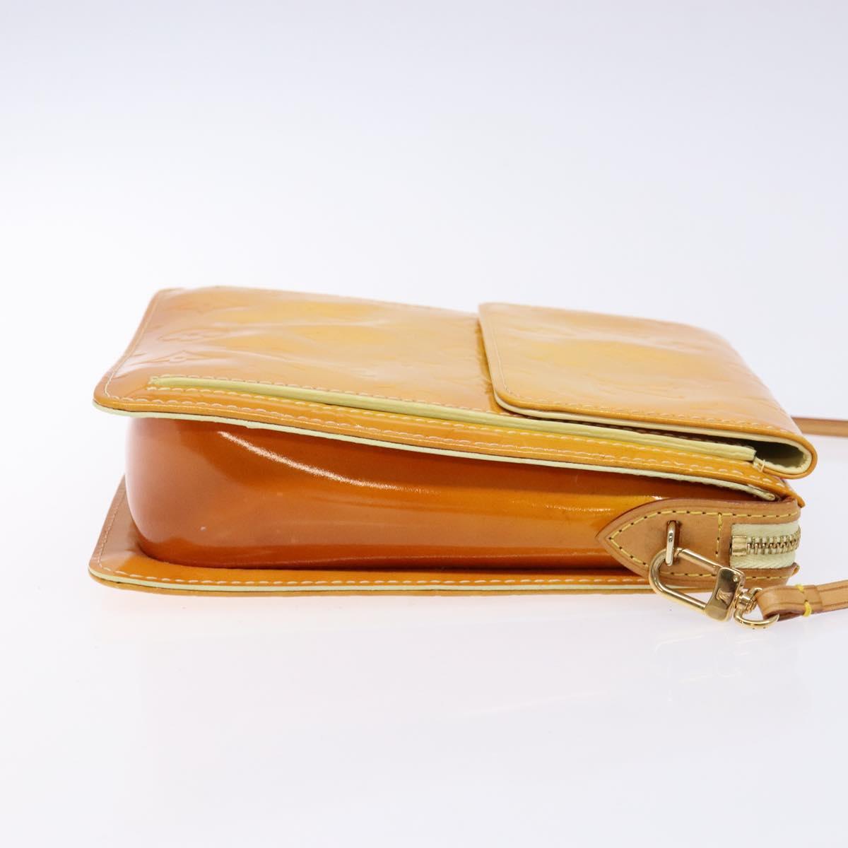 LOUIS VUITTON Monogram Vernis Motto Pouch Lime Yellow M91059 LV Auth 140221