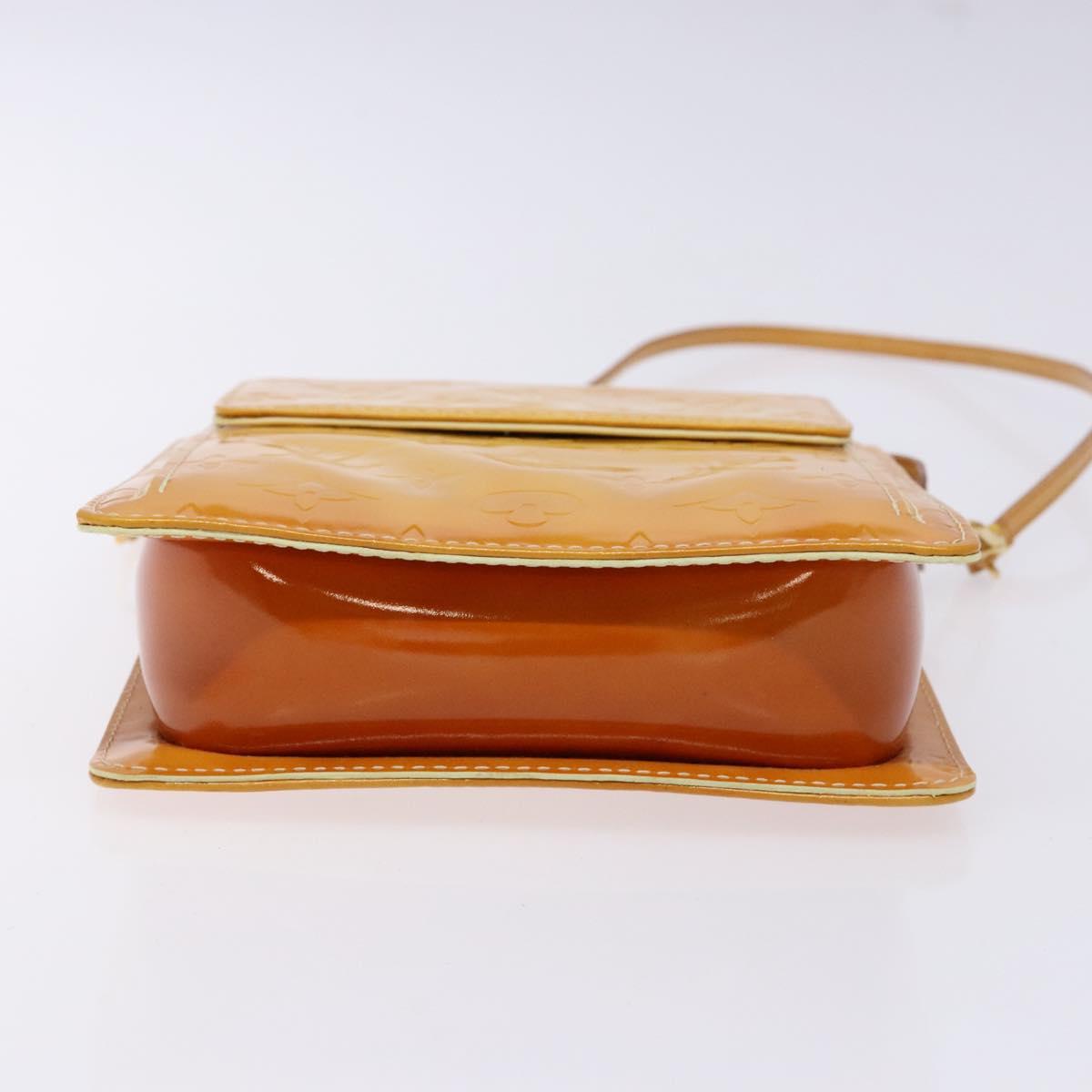 LOUIS VUITTON Monogram Vernis Motto Pouch Lime Yellow M91059 LV Auth 140221