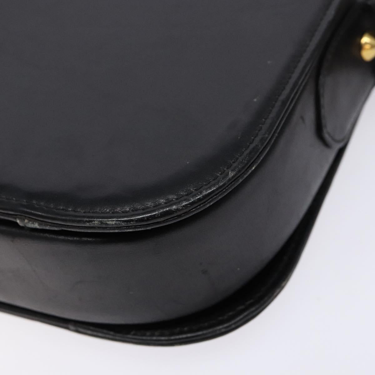 CELINE Shoulder Bag Leather Black Gold Auth 140224