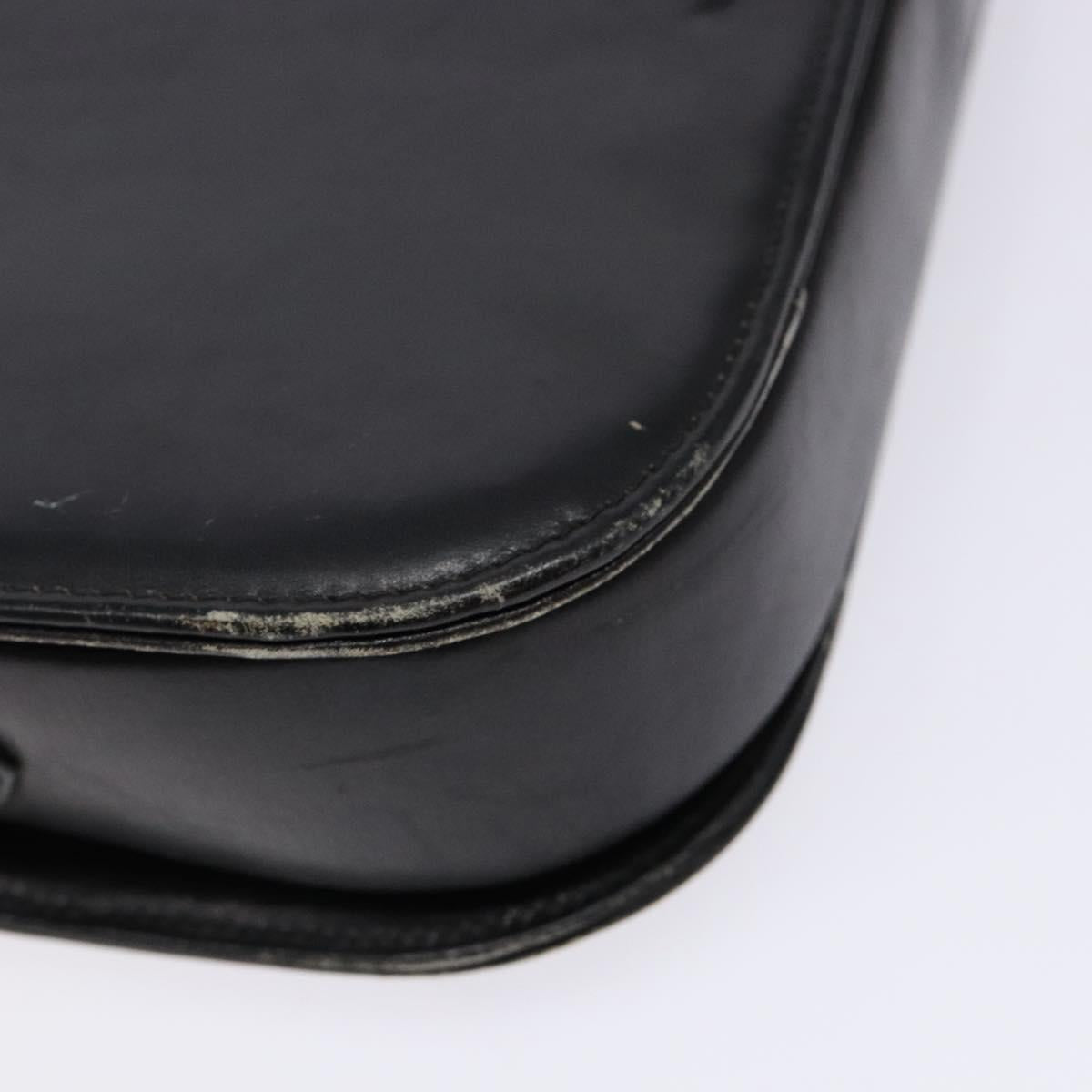 CELINE Shoulder Bag Leather Black Gold Auth 140224