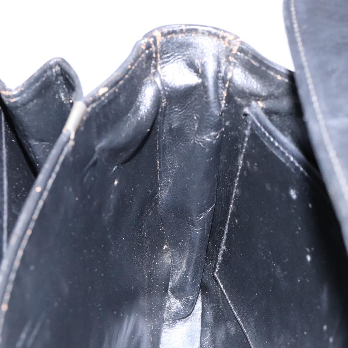 CELINE Shoulder Bag Leather Black Gold Auth 140224