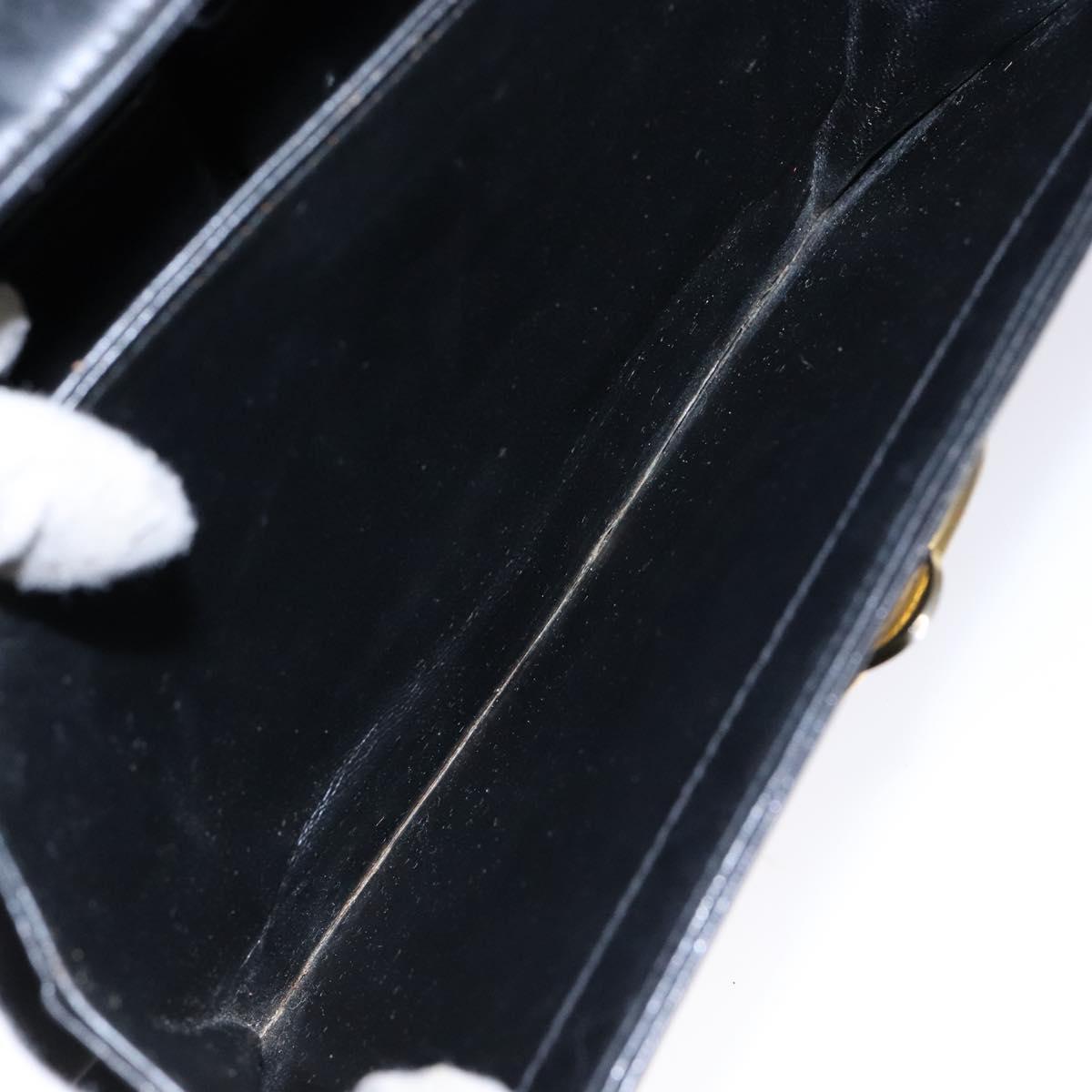 CELINE Shoulder Bag Leather Black Gold Auth 140224