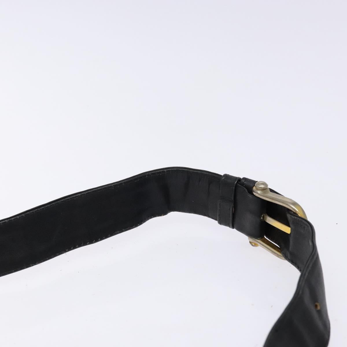 CELINE Shoulder Bag Leather Black Gold Auth 140224